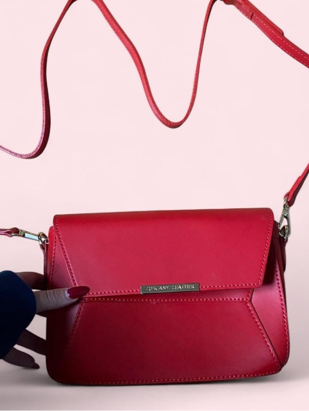 Tuscany Leather Italian Red Crossbody Bag with gold Hardware
